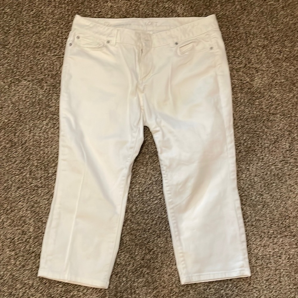 Loft 12P modern crop white jeans